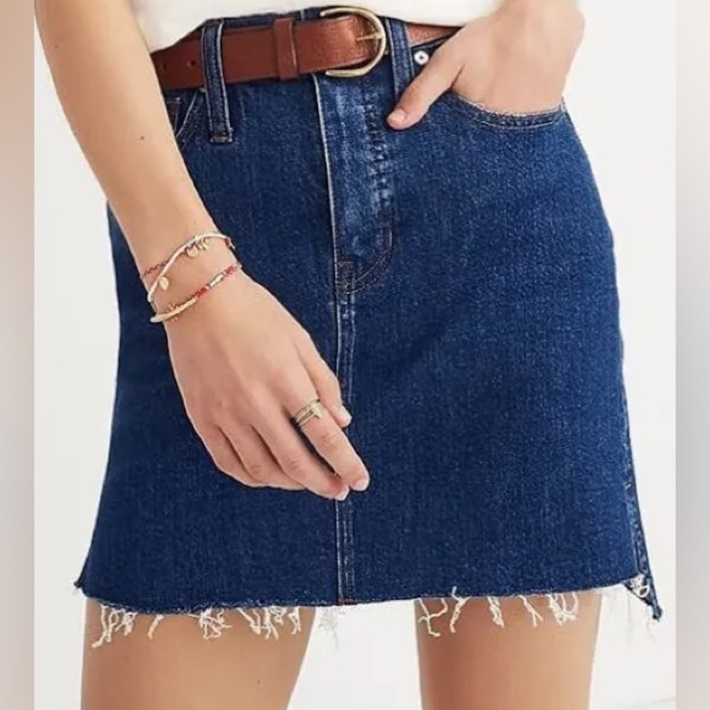 Madewell Stretch Denim straight Mini Skirt Step-Hem Edition size 31